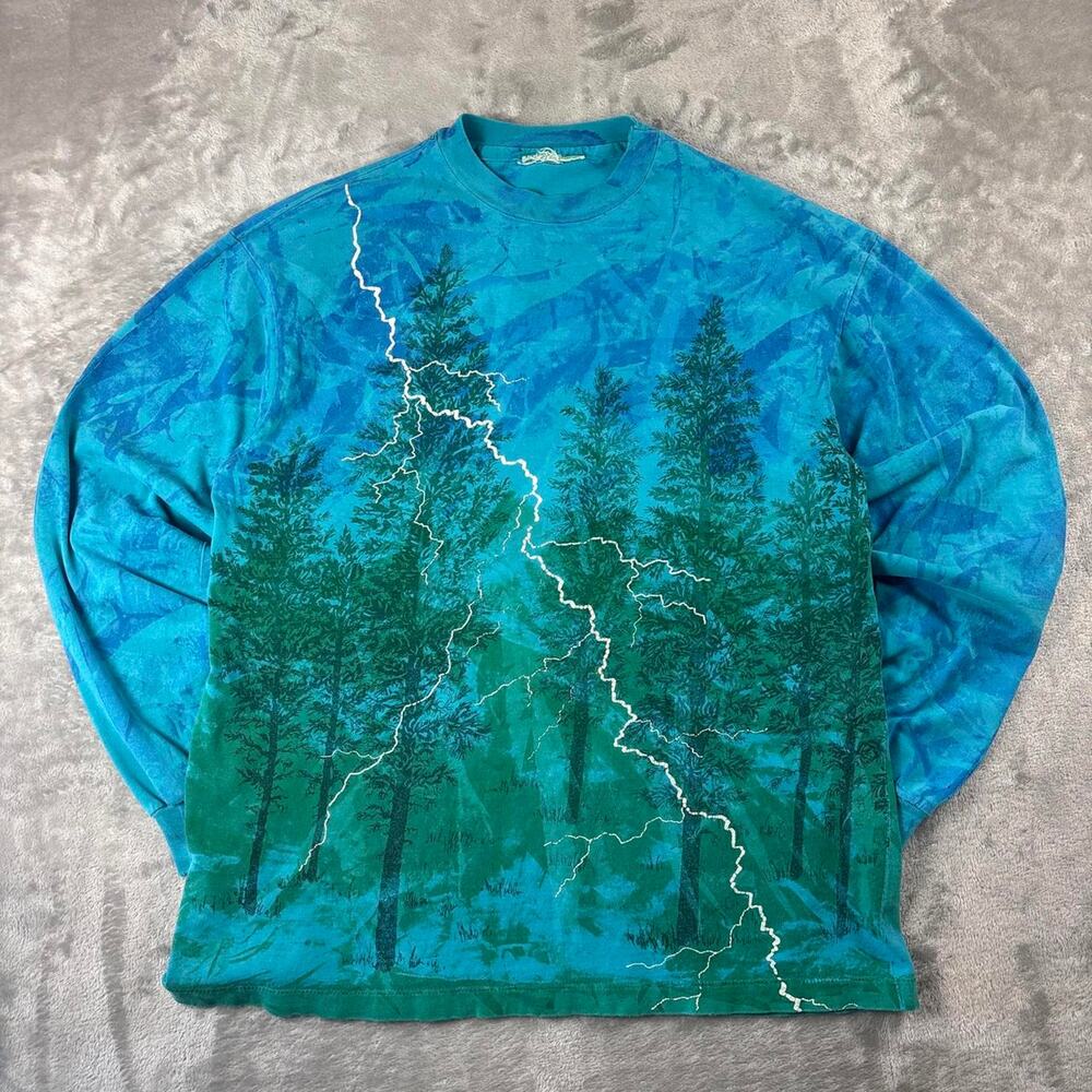 Vintage 90s Local Color Art Clothes Mary Dee Lightning Tie Dye Shirt M/L